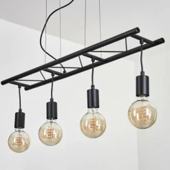 Lampes Vintages & Rétros-hofstein Suspension Susillon Noir, 4 lumières