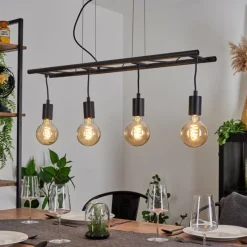 Lampes Vintages & Rétros-hofstein Suspension Susillon Noir, 4 lumières