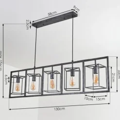 hofstein Suspension Svene Gris, Noir, 5 lumières