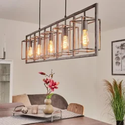 hofstein Suspension Svene Gris, Noir, 5 lumières