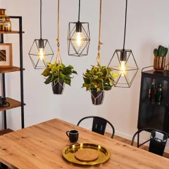 Lampes Vintages & Rétros-hofstein Suspension Taheramo Bois foncé, Noir, 3 lumières