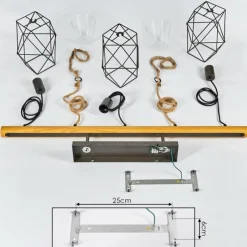 Lampes Vintages & Rétros-hofstein Suspension Taheramo Bois foncé, Noir, 3 lumières