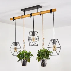 Lampes Vintages & Rétros-hofstein Suspension Taheramo Bois foncé, Noir, 3 lumières