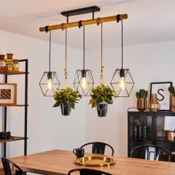 Lampes Vintages & Rétros-hofstein Suspension Taheramo Bois foncé, Noir, 3 lumières