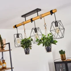 Luminaires Scandinaves-hofstein Suspension Taheramo Bois clair, Noir, 3 lumières