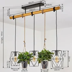 Luminaires Scandinaves-hofstein Suspension Taheramo Bois clair, Noir, 3 lumières