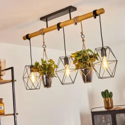 Luminaires Scandinaves-hofstein Suspension Taheramo Bois clair, Noir, 3 lumières