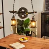 Lampes Industrielles-hofstein Suspension Taktak Vieux laiton, Bois foncé, 2 lumières