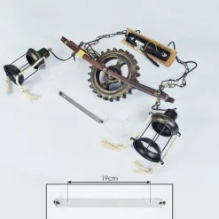 Lampes Industrielles-hofstein Suspension Taktak Vieux laiton, Bois foncé, 2 lumières