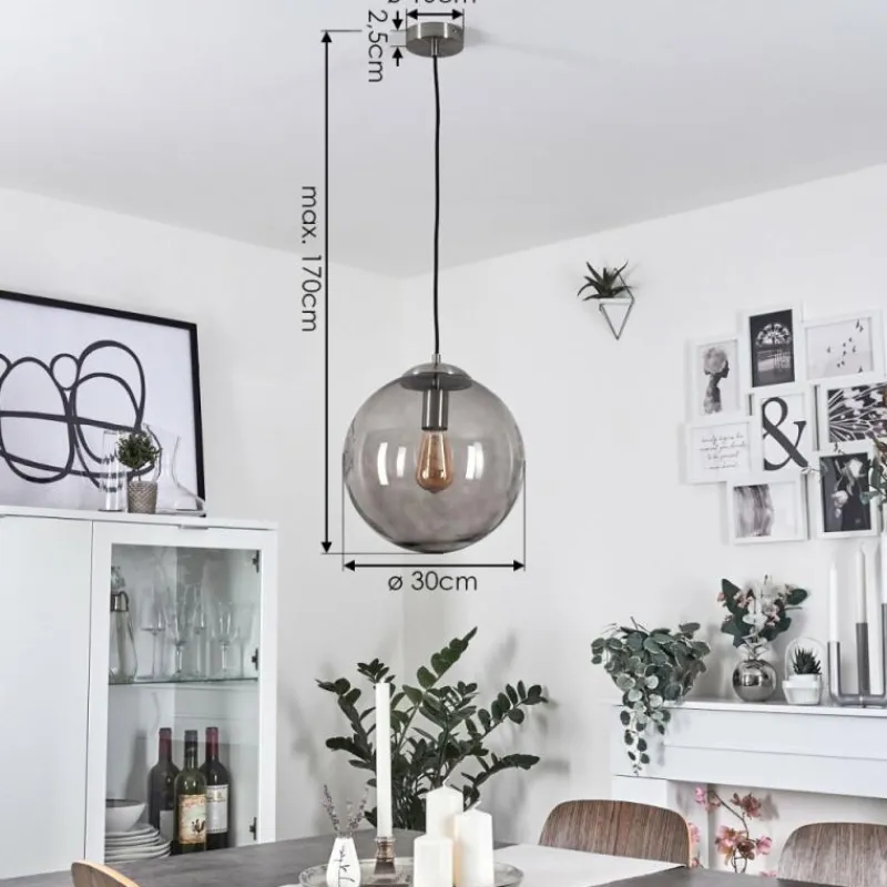 Suspension Verre Fumé-hofstein Suspension Talauta Nickel mat, 1 lumière