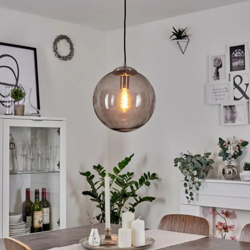 Suspension Verre Fumé-hofstein Suspension Talauta Nickel mat, 1 lumière