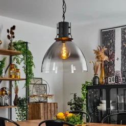 Suspension Verre Fumé-hofstein Suspension Tallaa Noir, 1 lumière