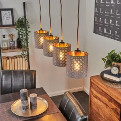 Lampes En Tissu-hofstein Suspension Tallaboa Brun, Noir, 4 lumières