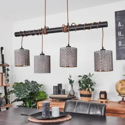 Lampes En Tissu-hofstein Suspension Tallaboa Brun, Noir, 4 lumières