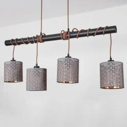 Lampes En Tissu-hofstein Suspension Tallaboa Brun, Noir, 4 lumières