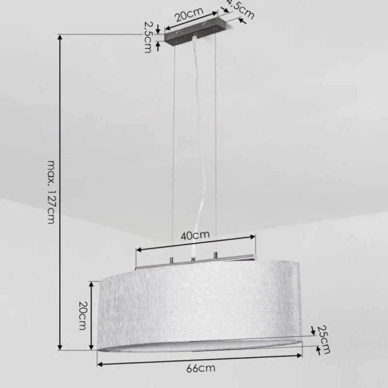 Lampes En Tissu-hofstein Suspension Tallaboa Gris, Nickel mat, 3 lumières
