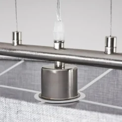 Lampes En Tissu-hofstein Suspension Tallaboa Gris, Nickel mat, 3 lumières