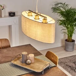 Lampes En Tissu-hofstein Suspension Tallaboa Gris, Nickel mat, 3 lumières