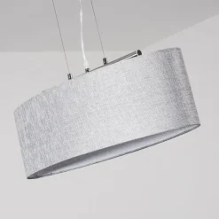 Lampes En Tissu-hofstein Suspension Tallaboa Gris, Nickel mat, 3 lumières