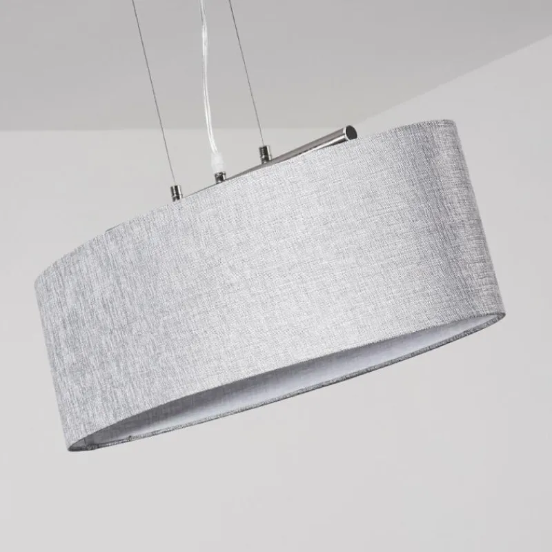 Lampes En Tissu-hofstein Suspension Tallaboa Gris, Nickel mat, 3 lumières