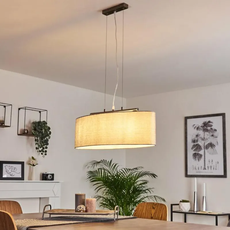 Lampes En Tissu-hofstein Suspension Tallaboa Gris, Nickel mat, 3 lumières