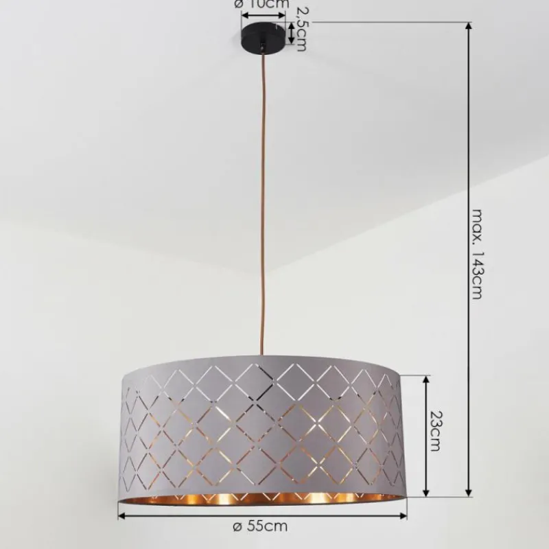 hofstein Suspension Tallaboa Gris, Cuivre, 1 lumière* Suspensions