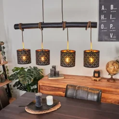Lampes En Tissu-hofstein Suspension Tallaboa Noir, 4 lumières
