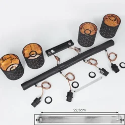 Lampes En Tissu-hofstein Suspension Tallaboa Noir, 4 lumières