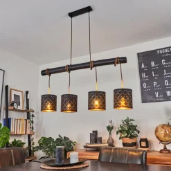 Lampes En Tissu-hofstein Suspension Tallaboa Noir, 4 lumières