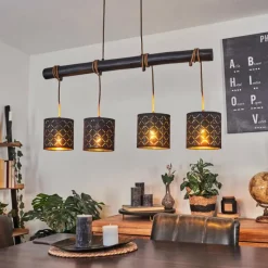 Lampes En Tissu-hofstein Suspension Tallaboa Noir, 4 lumières