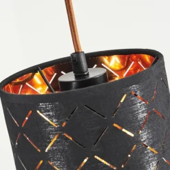 Lampes En Tissu-hofstein Suspension Tallaboa Noir, 3 lumières