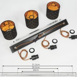 Lampes En Tissu-hofstein Suspension Tallaboa Noir, 3 lumières