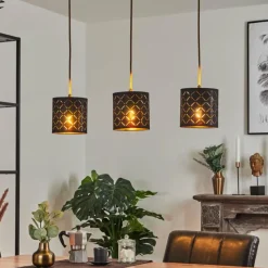 Lampes En Tissu-hofstein Suspension Tallaboa Noir, 3 lumières