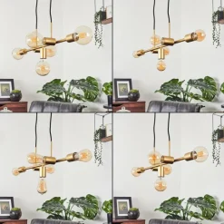 Lampes Vintages & Rétros-hofstein Suspension Talmage Laiton, 5 lumières