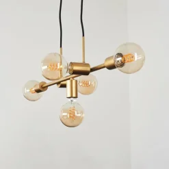 Lampes Vintages & Rétros-hofstein Suspension Talmage Laiton, 5 lumières