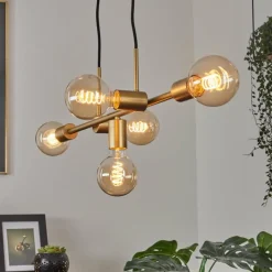 Lampes Vintages & Rétros-hofstein Suspension Talmage Laiton, 5 lumières