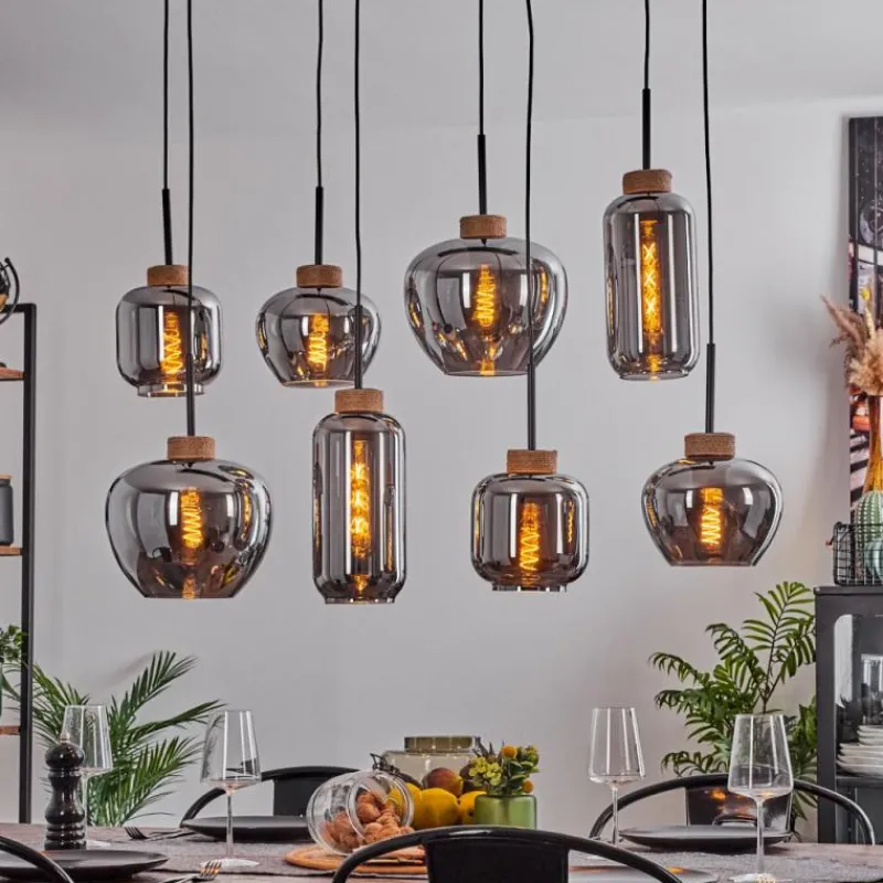 Suspension Verre Fumé-hofstein Suspension Talok Noir, 8 lumières