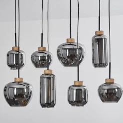 Suspension Verre Fumé-hofstein Suspension Talok Noir, 8 lumières