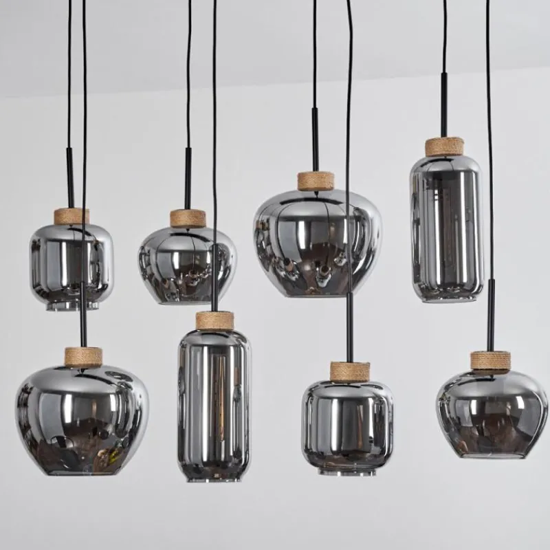 Suspension Verre Fumé-hofstein Suspension Talok Noir, 8 lumières