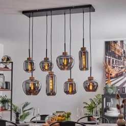 Suspension Verre Fumé-hofstein Suspension Talok Noir, 8 lumières