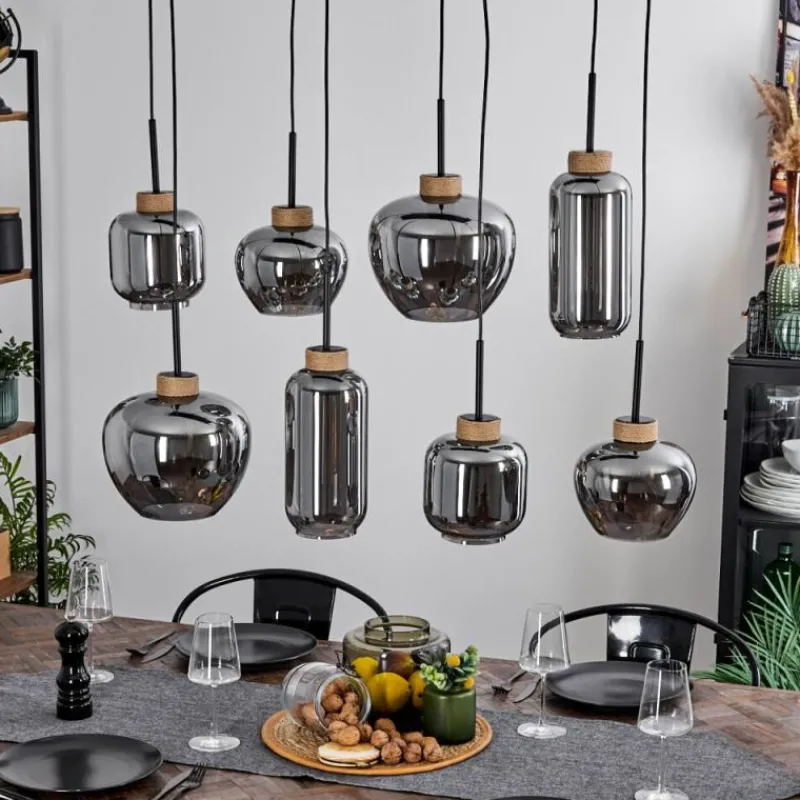 Suspension Verre Fumé-hofstein Suspension Talok Noir, 8 lumières