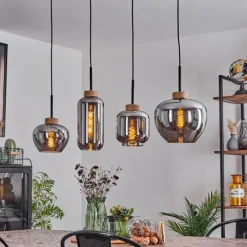 Suspension Verre Fumé-hofstein Suspension Talok Noir, 4 lumières