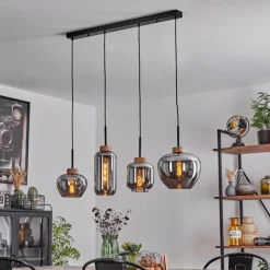 Suspension Verre Fumé-hofstein Suspension Talok Noir, 4 lumières