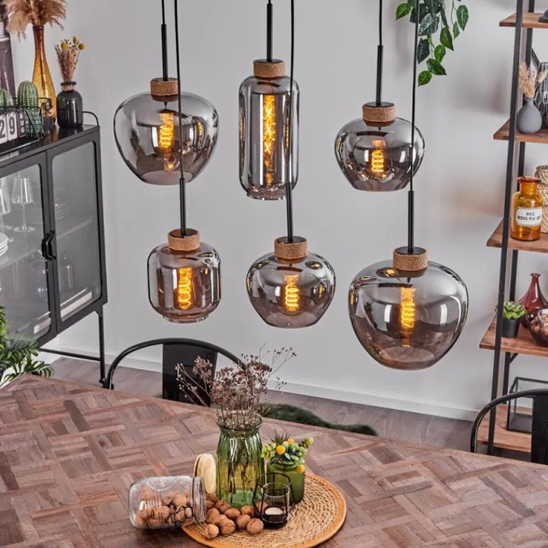 Suspension Verre Fumé-hofstein Suspension Talok Noir, 6 lumières