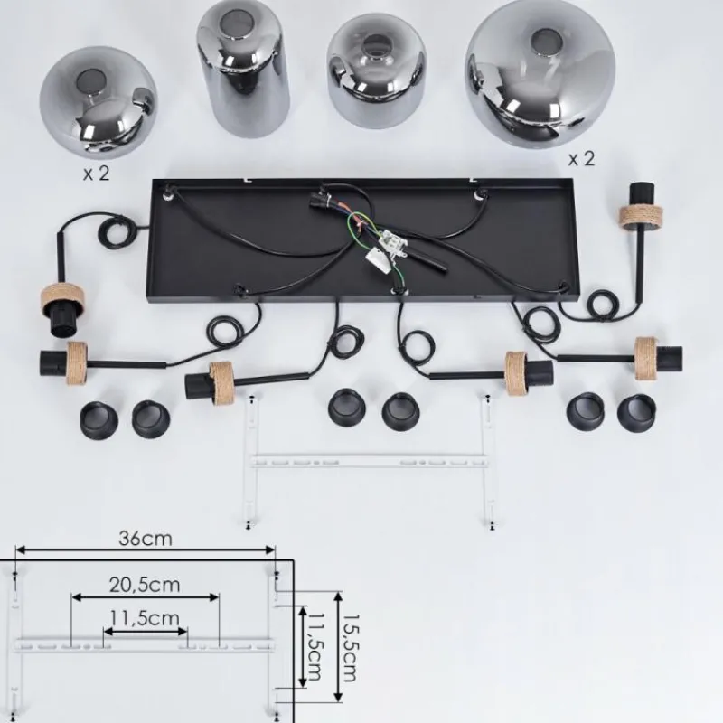 Suspension Verre Fumé-hofstein Suspension Talok Noir, 6 lumières