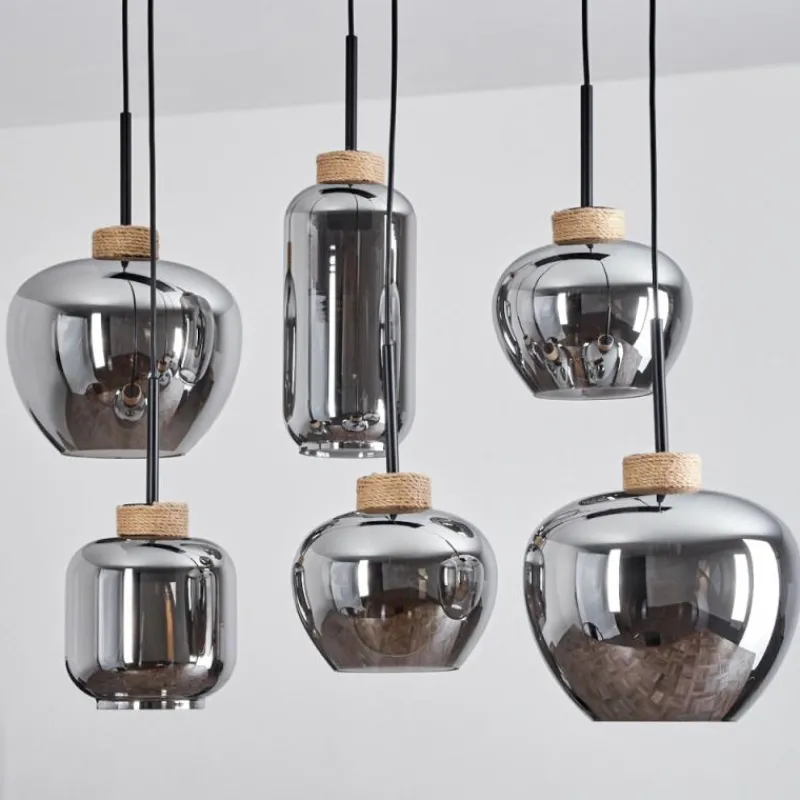 Suspension Verre Fumé-hofstein Suspension Talok Noir, 6 lumières