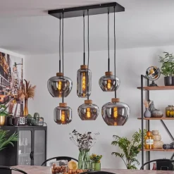 Suspension Verre Fumé-hofstein Suspension Talok Noir, 6 lumières