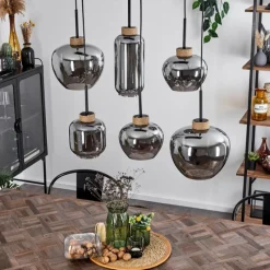 Suspension Verre Fumé-hofstein Suspension Talok Noir, 6 lumières