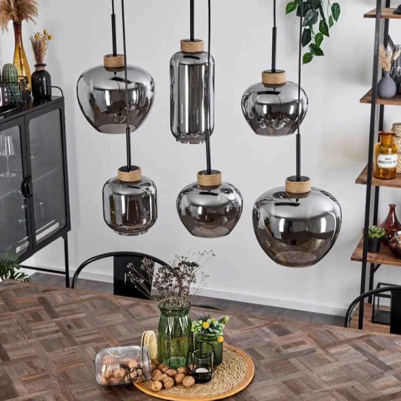 Suspension Verre Fumé-hofstein Suspension Talok Noir, 6 lumières