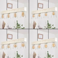 Luminaires Scandinaves-hofstein Suspension Tapso Bois clair, Blanc, 4 lumières